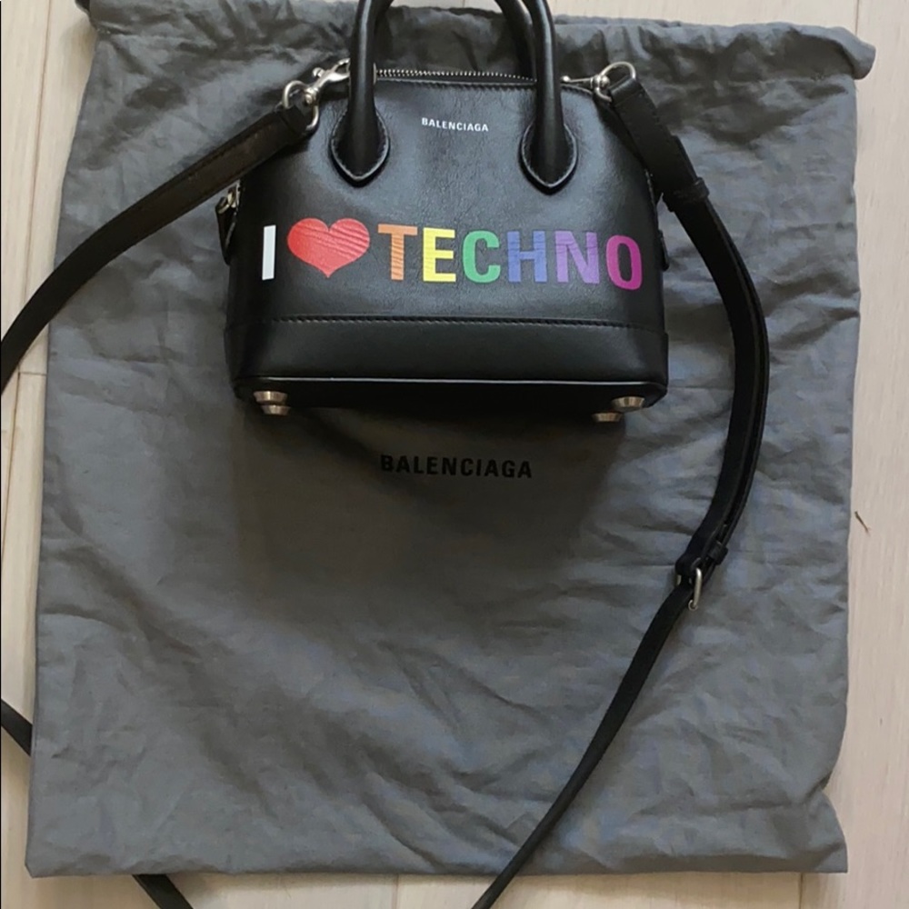 Balenciaga I heart techno mini purse